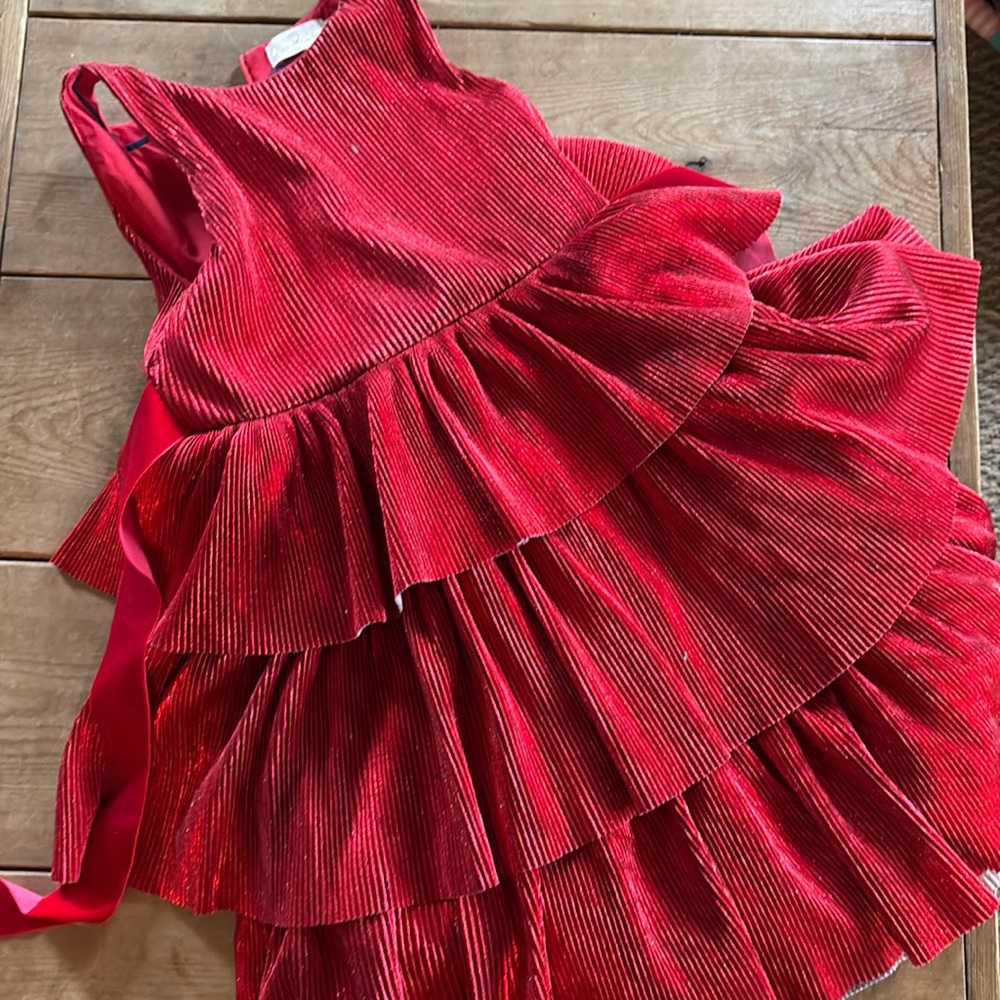 MiniBoden Red Shiny Tulle Dress 8/9 - Picture 1 of 10